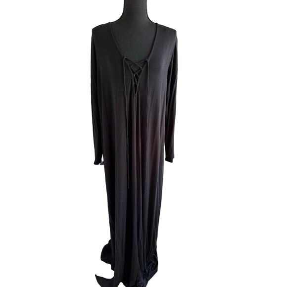 Rachel Pally Black Long Sleeve Jolene Lace-Up Maxi Dress Size 1X - Picture 5 of 13